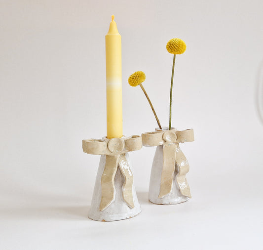 Ceramic Bow candle holder / mini vase